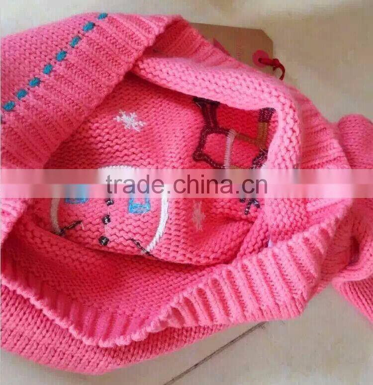 Pink Snowman Embroidery Children Baby Sweater Designs For Girl