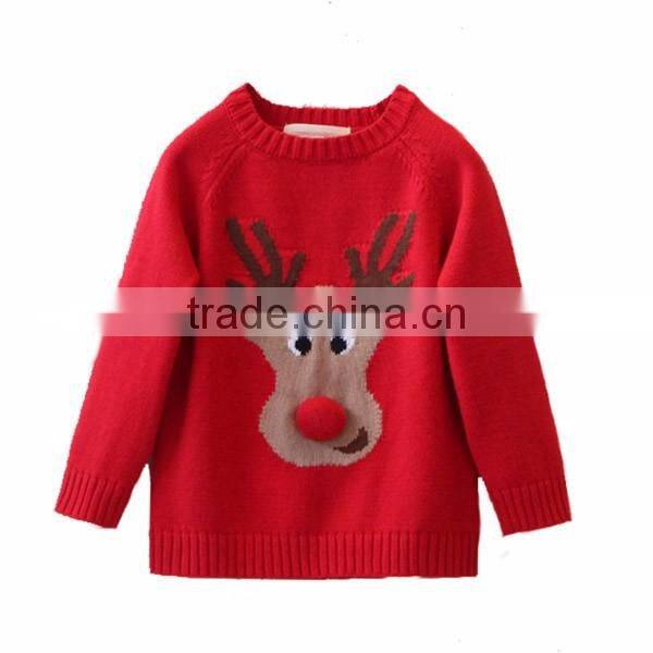 Popular Deer Deisgn Red Christmas Sweater Custom Knitting Patterns Christmas Pullover