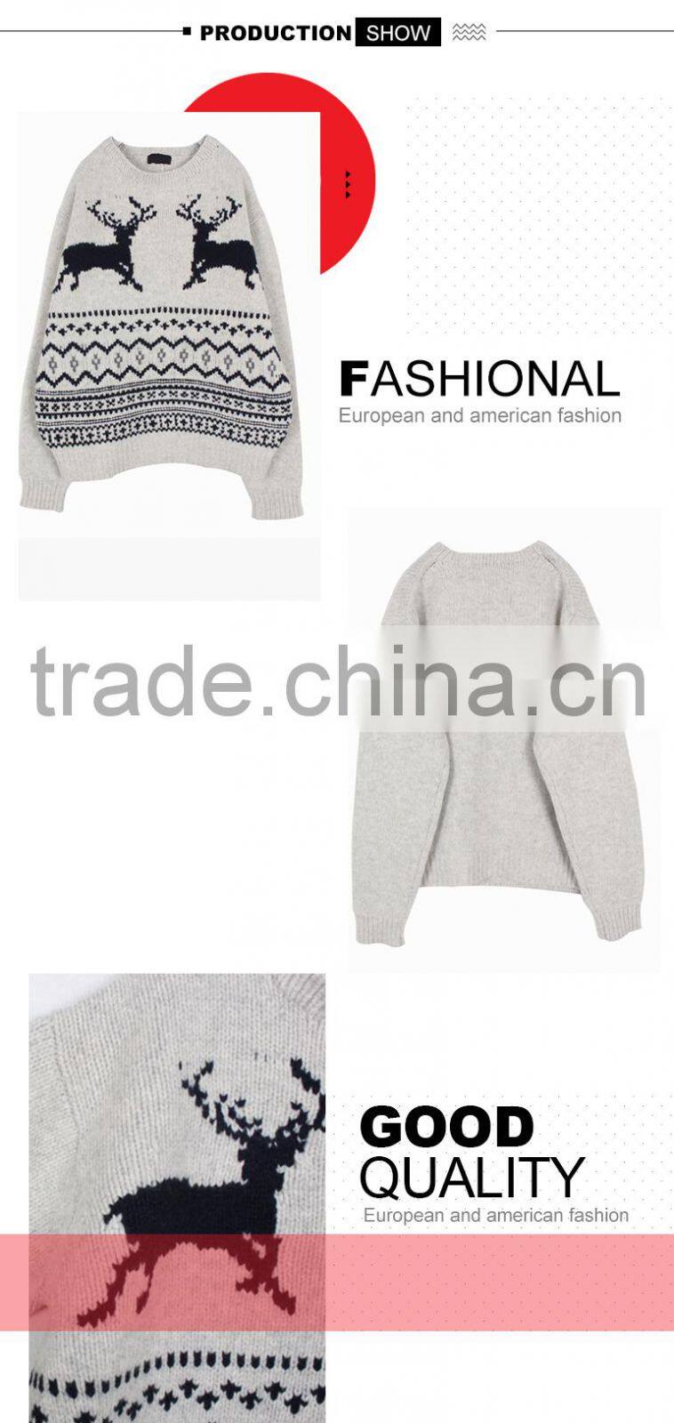 2017 white pullover winter custom deer christmas ugly sweater for wholesale