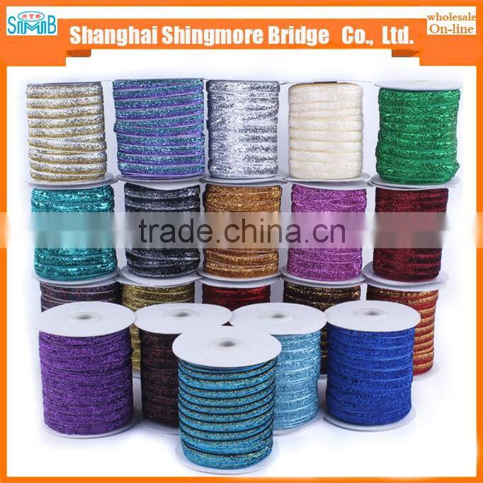 Textile factory direct wholesale lurex metallic satin ribbon for garment accessories, gift craft packing and decoration