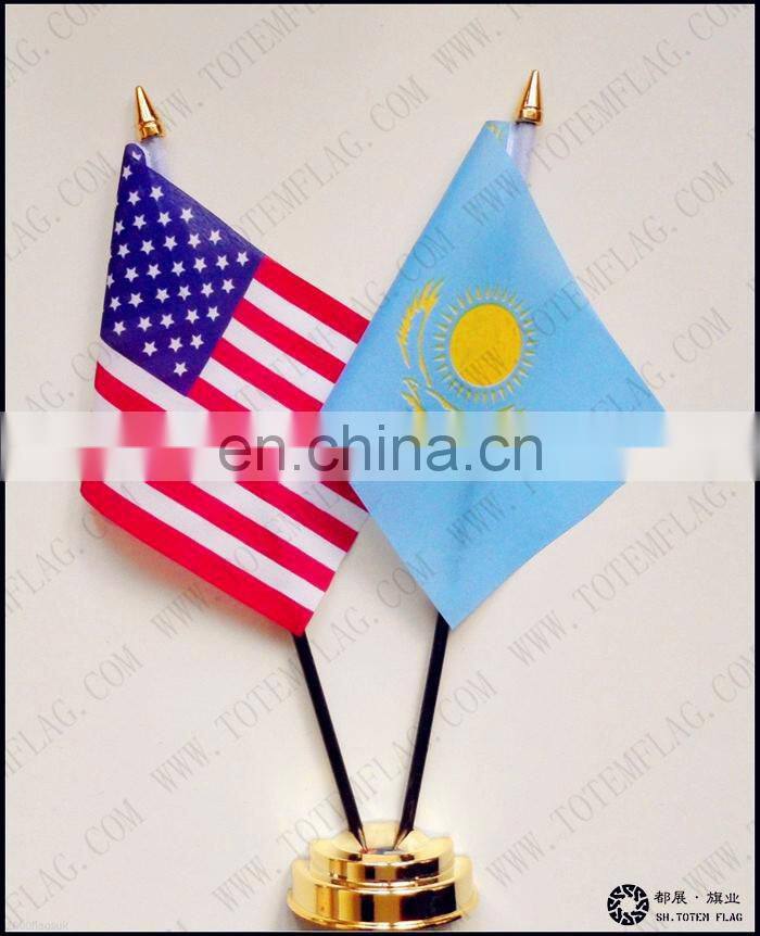 American and Kasakhstan Table Flag