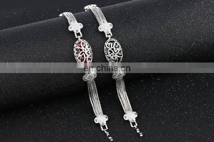 Retro Style Bracelet Multi Alloy Line Hollow Bracelet Colorful stone Bracelet Silver