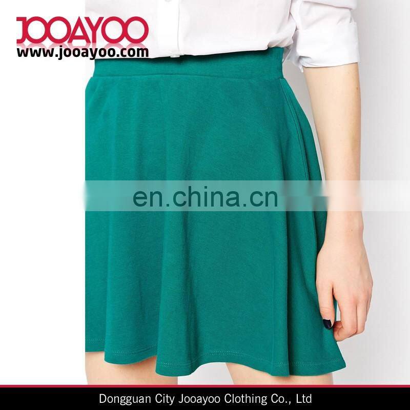 100% Cotton Ladies Custom Pure Color Highwaist Pleated Mini Skirt