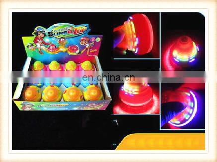New product Plastic kids Christmas toy infrared ray musical spinning flashing top toy