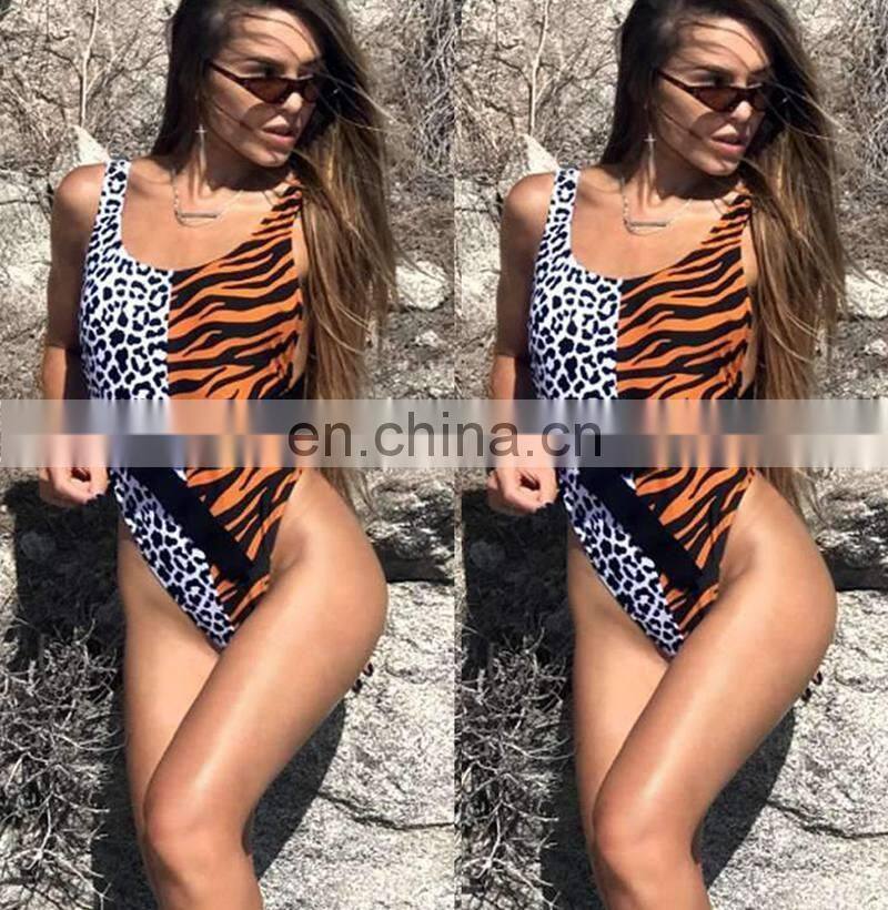 2019 Brown Tiger Leopard Print Sexy One Piece Swimsuit Women Push Up Swimwear Summer BeachWear Bathing Suit Monokini Bodysuit
