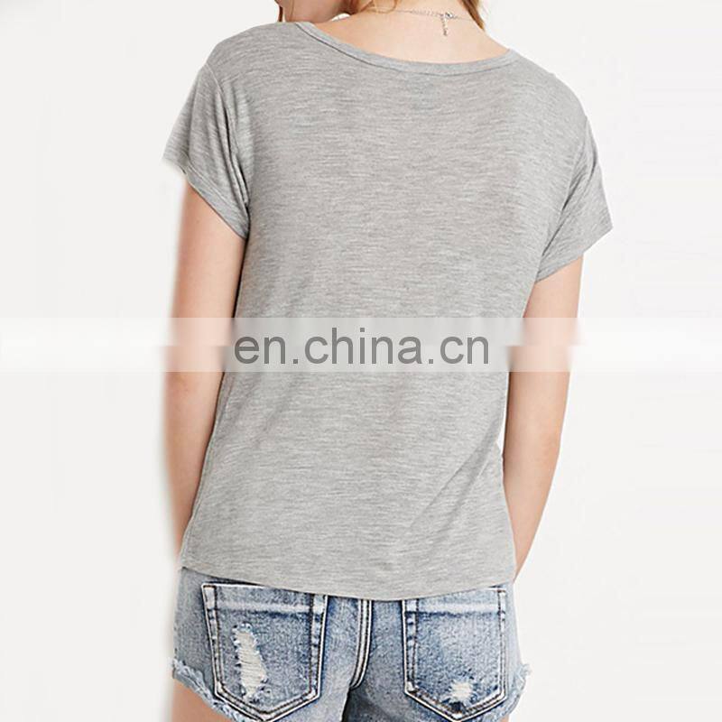 Wholesale Slim Fit Ladies Blank Tee T Shirts Cotton V Neck T Shirt Women
