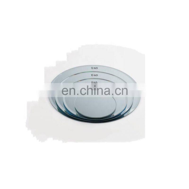 5 8 10 12 Inch Round Mirror Candle Plate Glass Tray For Wedding and Dining Table
