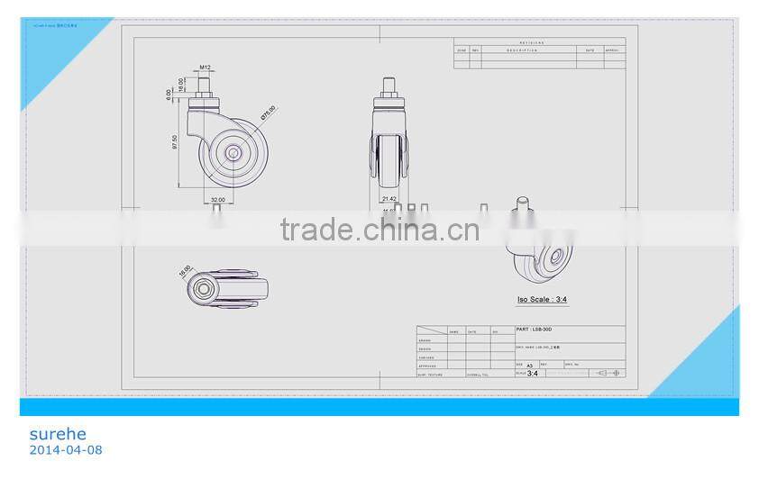 75mm caster for infusion holder and hospital furniture