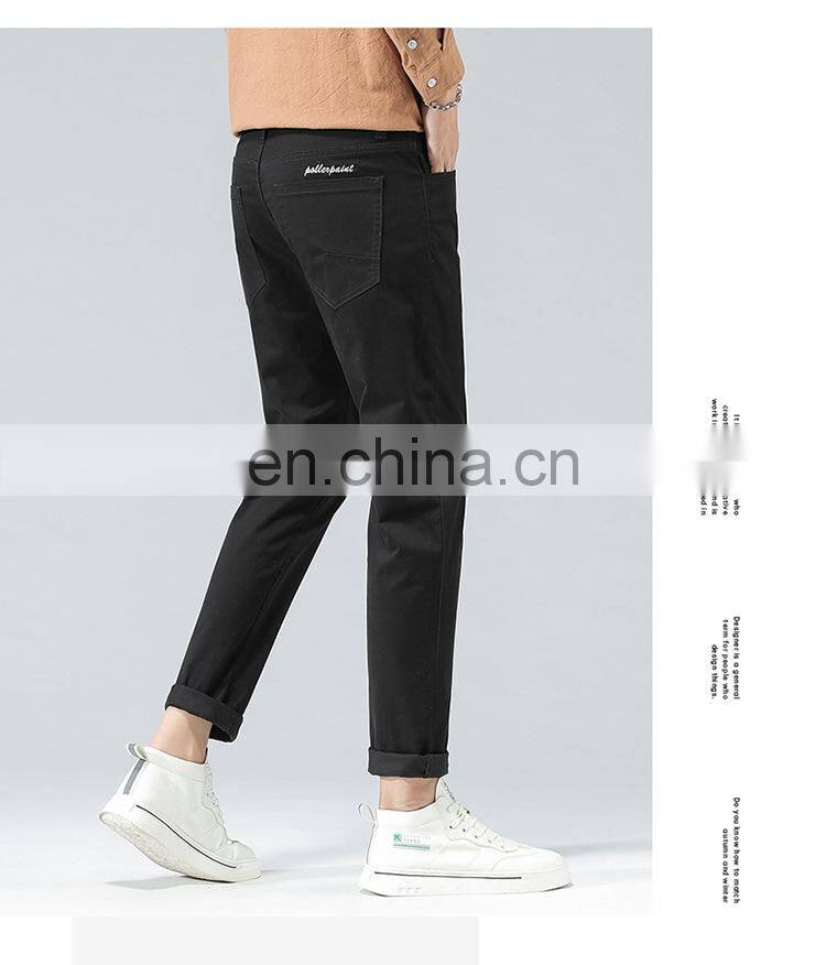 Customized LOGO men's 100% cotton high-quality spring and autumn new slim stretch foot pants plus size men's casual pants