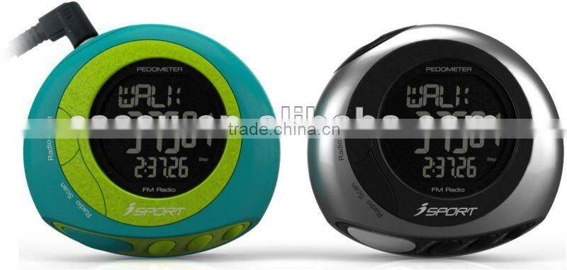 Pedometer With FM Scan Radio Alarm Stopwatch / Digital Pedometer