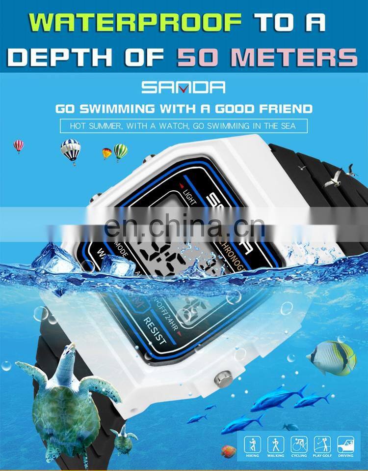 SANDA 391 Kids Fashion Digital Watch Resin Waterproof Outdoor Sport Week Date Show Boys Girls Watches
