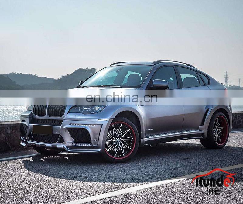 Runde Haman Style Front Bumper Grille Rear Bumper Side Skirt Rear Lip Fender Exhaust Upgrade E71 For 08-17 BMW X6 Body Kit