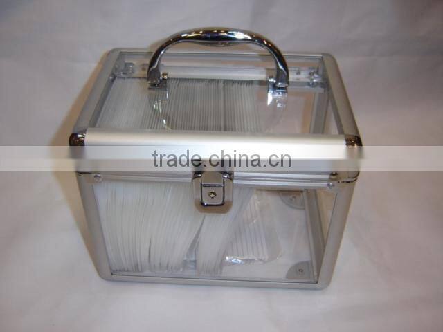 aluminum CD/DVD storage case with metal carry handle