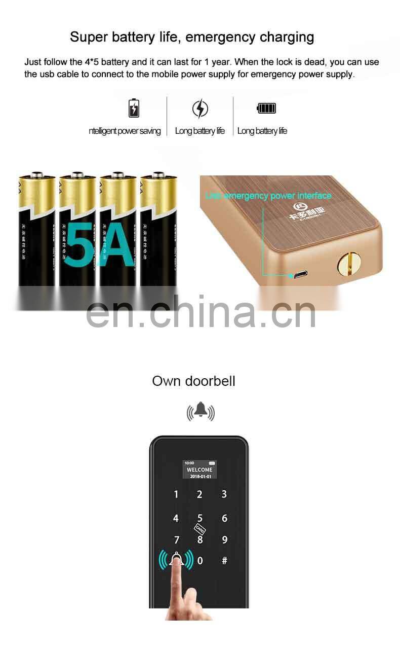 High Security Fingerprint Open Smart Door Lock With Automatic Alarms for wooden door anti - theft door