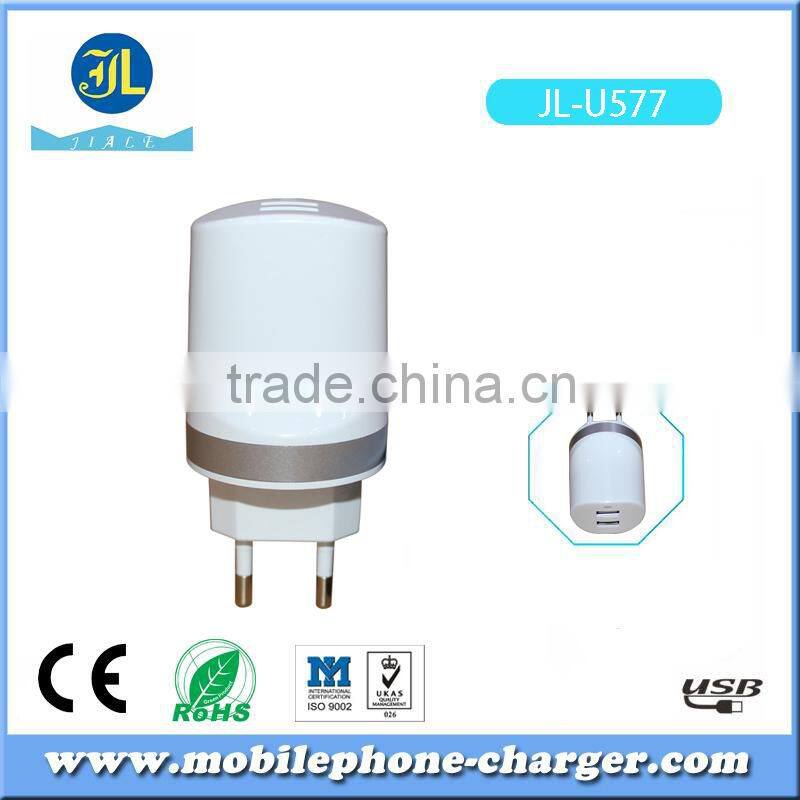 Universal power adapter mobile phone USB travel charger with 2 USB port