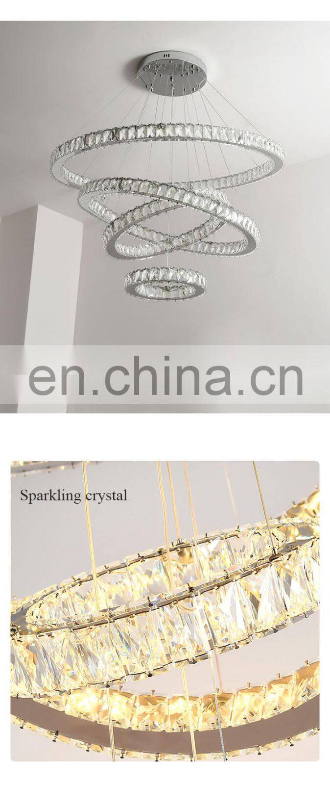 LED Round Crystal Circle Chandelier LUXURY Ring lamp Pendant Lights For living room Hotel Restaurant Hanging lights