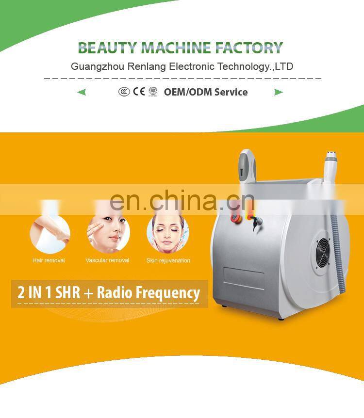 Double handpiece IPL RF E light OPT hair removal machine with big spot size