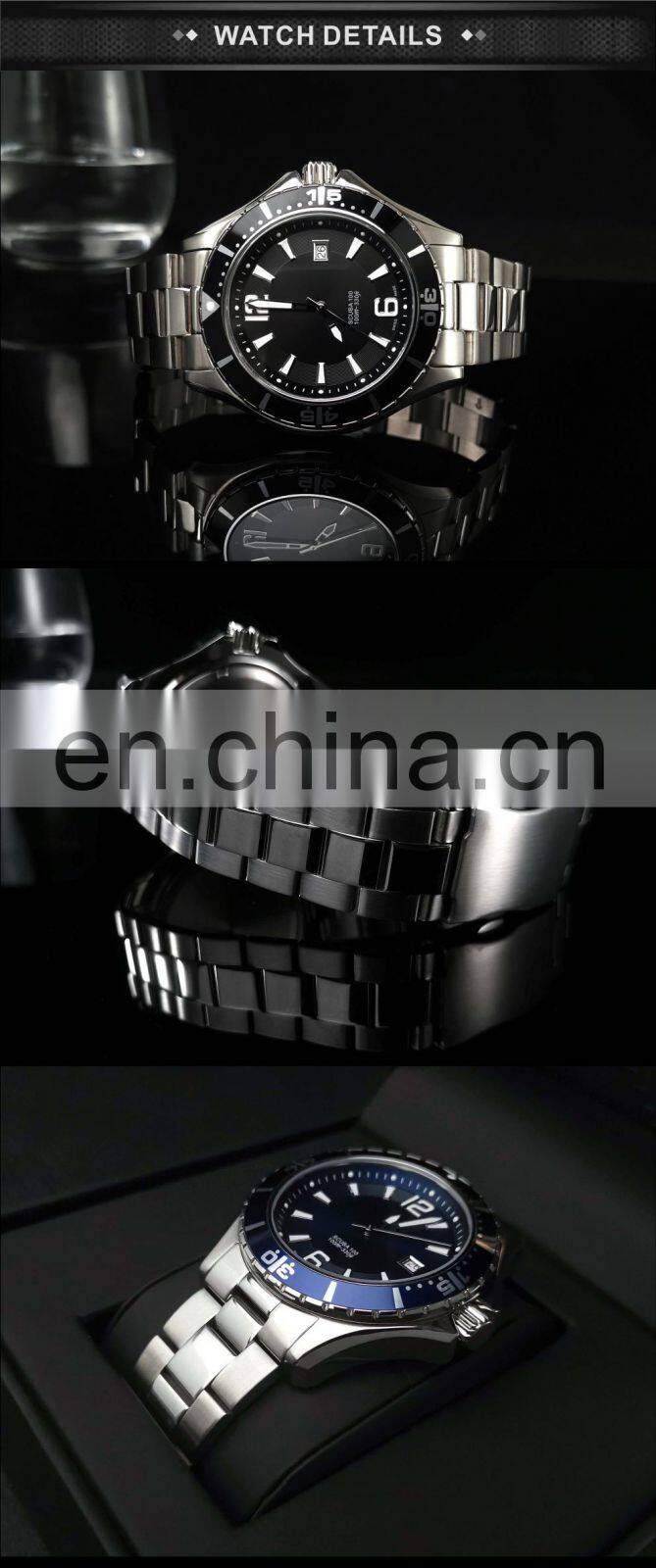 Ronda Movement Own Watch Diver Rotating Bezel Watches Men Wrist Luxury Stainless Steel Bracelet Custom Logo Watch