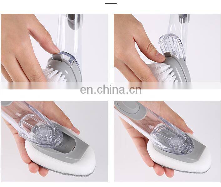 2 in1 Kitchen Cleaning Brush with Removable Brush head Sponge Soap Dispenser Dish Washing Brush Set Kitchen Clean Tools
