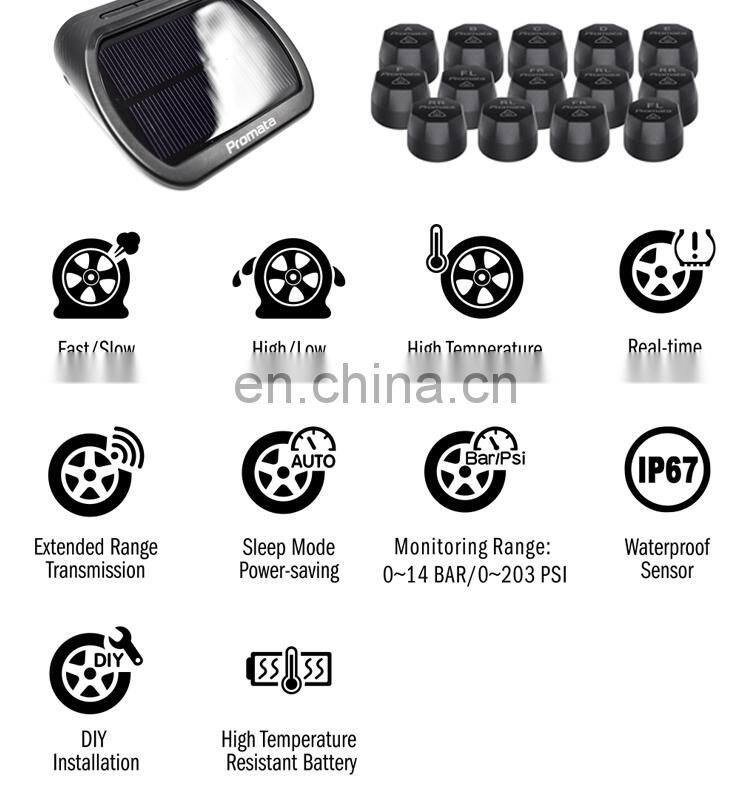 Solar power double charge universal truck external sensor tire pressure monitor tpms 8 tires for car bus RV trailer caravan