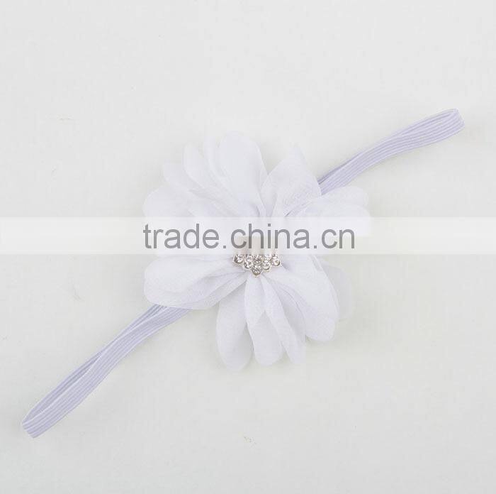 2015 new born baby chiffon elastic hairband headband flower accessories for babies MY-AD00017