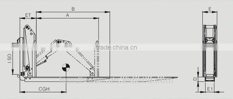 Forklift attachment push fork