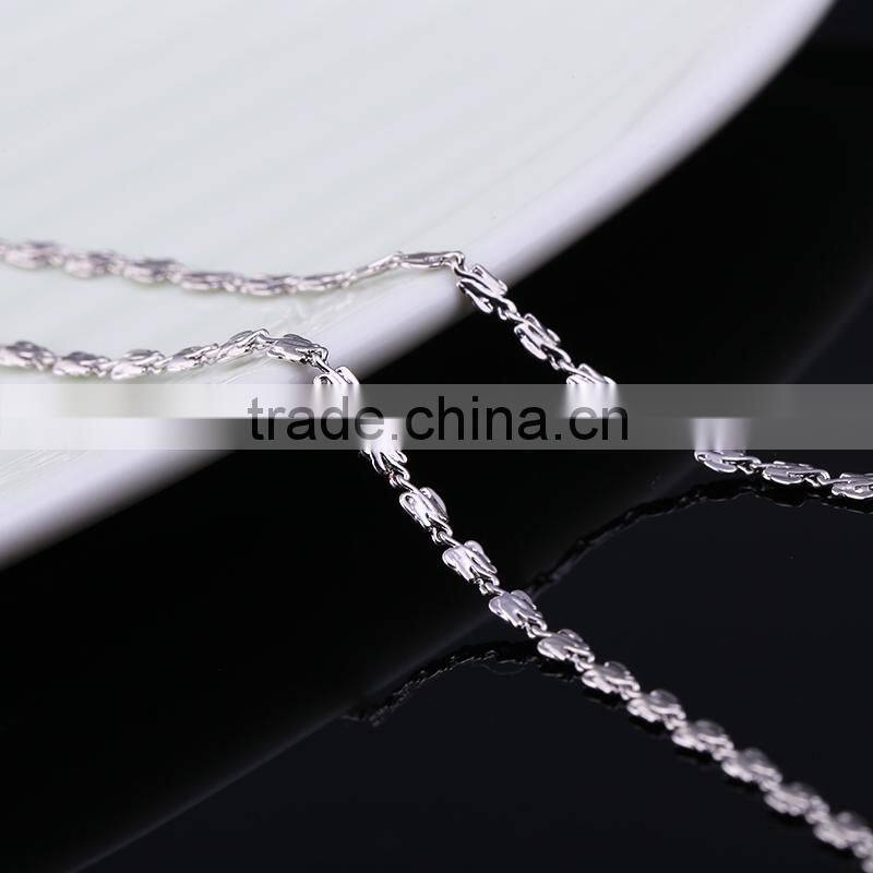 simple design fashion jewelry rhodium plated cheap chain necklace