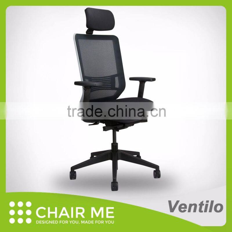 Ventilo black medium back seat slide and adjustable armrest and nylon base mesh chair