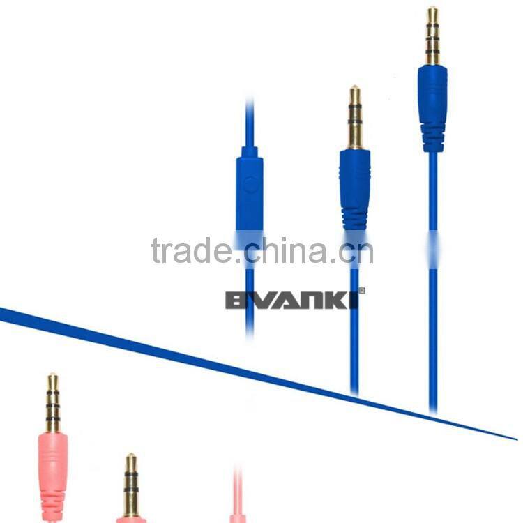 2016 new premium Wholesale China flat wire 3.5mm electrical audio Aux cable with mic bulk buy from china free samples