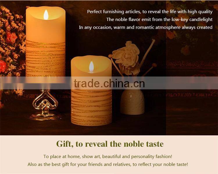 remote control set of 3 real wax flameless LED pillar candles