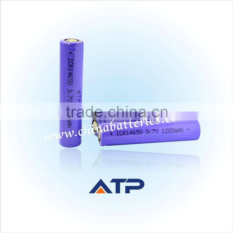 high quality li-ion rechargeable battery ICR14650 / e-bike battery 3.7v 1200mah