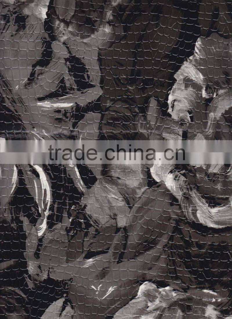 colorful big flowers PU leather for bags, cases and shoes