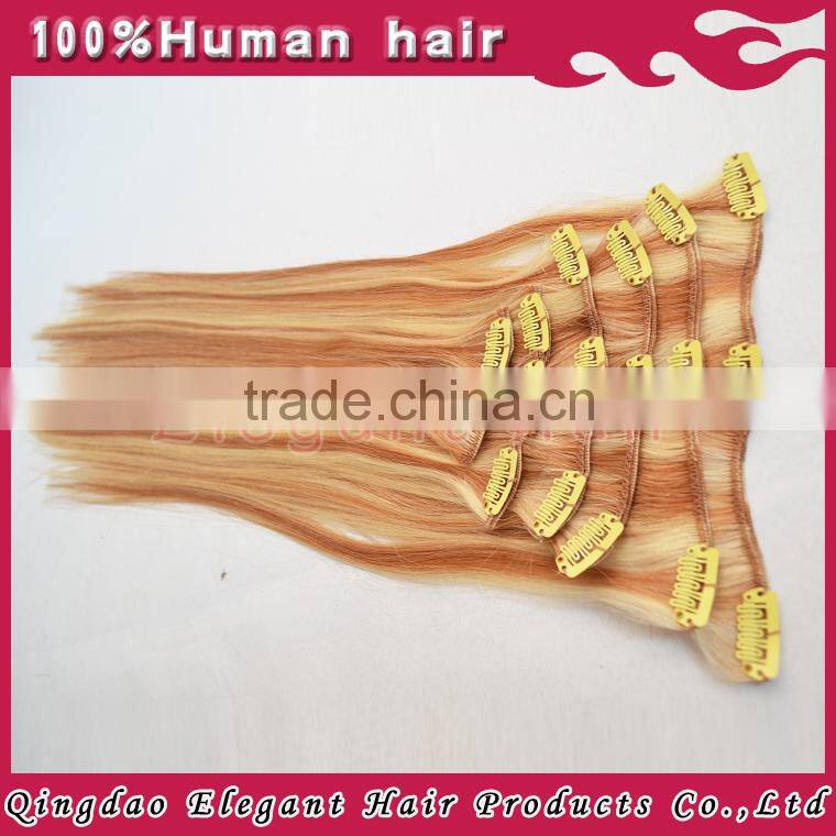 100% Alibaba hair products double weft no shedding no tangle cheap price top quality colourful clip in hair extensions