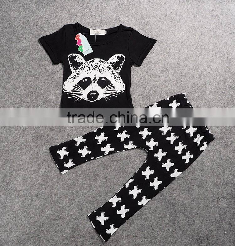 2016 INS Fashion baby boy clothing set kids cotton suit set fox printed cute baby clothes