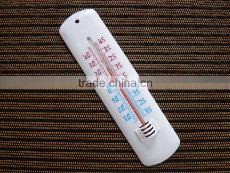 household plastic indoor thermometer white with red liquid kerosene filled capillary OEM shape cheap price accurate temperature