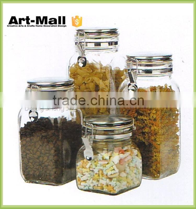 Food Grade Glass Jars for Nut,Coffee,Tea,Spice Glass Jars with Rubber or Silicone Seal Airtight Clip Top