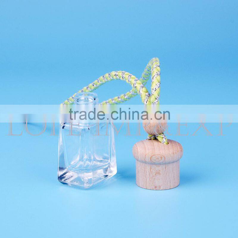 Glass Hanging Bottle With Wooden Cap Car Refresh Bottle