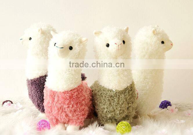 Cute Custom plush white alpaca toy with bow