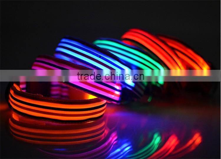 Sailor Nylon Stripe LED Luminous Pet Dog Collar 3 size for Large and Small Dogs Puppy LED Flashing Collar Safety Night