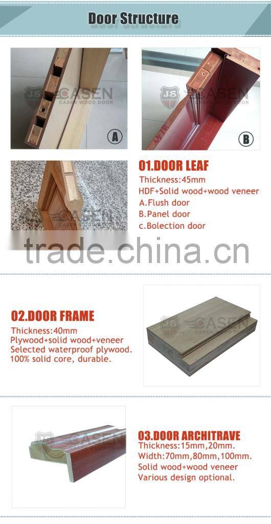 Economic new design cherry veneer interior wooden door with glass wood framed glass doors