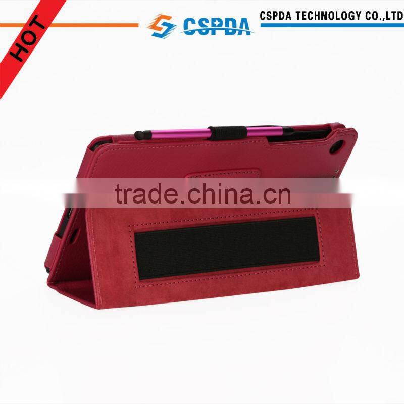 For new google nexus 7 2 purple back stand case cover , hand strap with pen slots