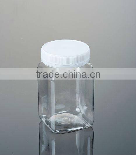 500g plastic square honey bee food pet bottle, amber square peanut butter bottles