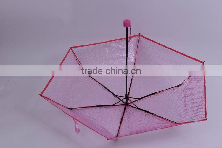 Customized Manual Open poe fabric 3 folding clear umbrella
