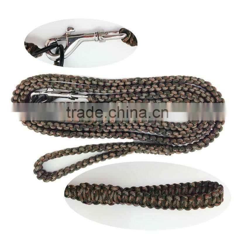 2015 design bright color led braided dog paracord leash