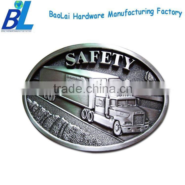 Oval shape embossed zinc alloy reversible belt bukle for men