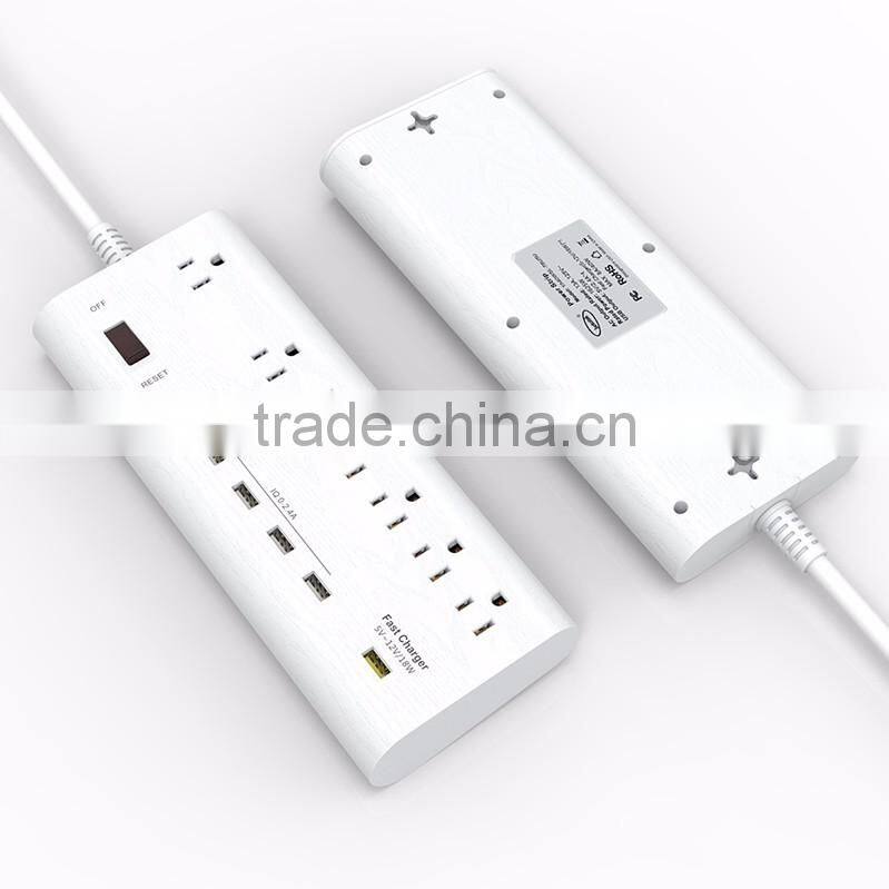 New item 7 way 5 smart usb charger multiple plug power socket with switch and us extension cord