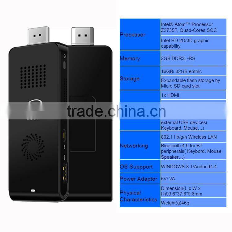 Quad Core Mini PC Stick with fan