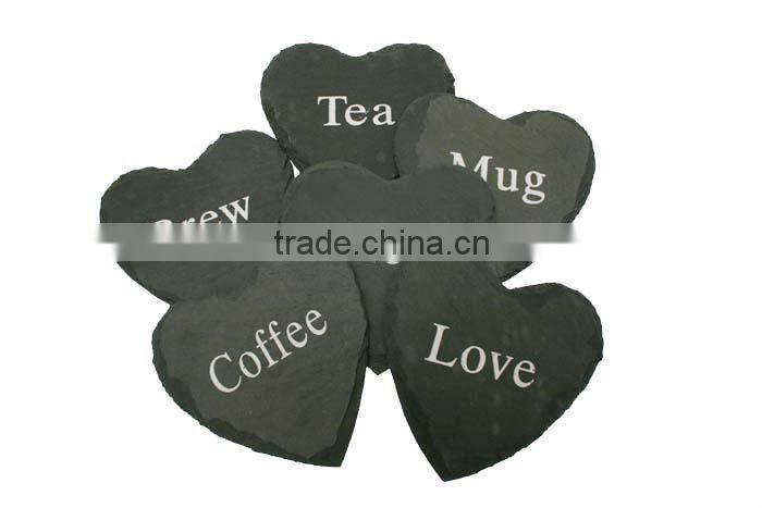 black round slate stone coffee placemats and coasters promotional round slate placemats and coasters with sand-blasted logo