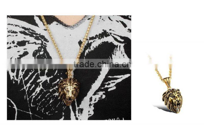 hot product trends gold necklace designs 2016 316L stainless steel lion necklace for cool men