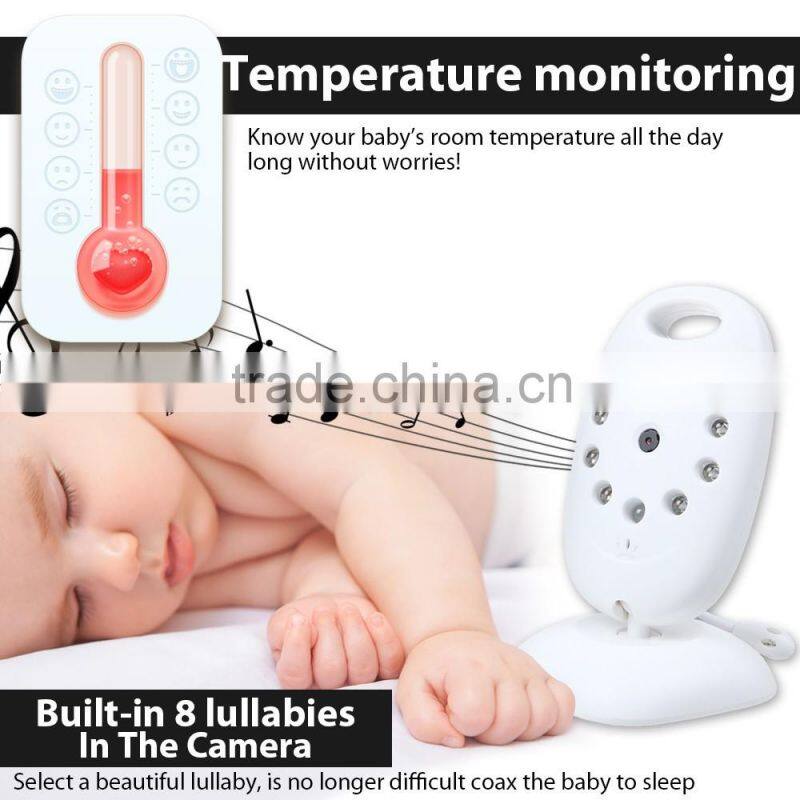 New 2.0inch baby camera monitor IR Night vision 2 way Talk Multi-language 8 Lullabies Temperature monitor VOX system baby phone
